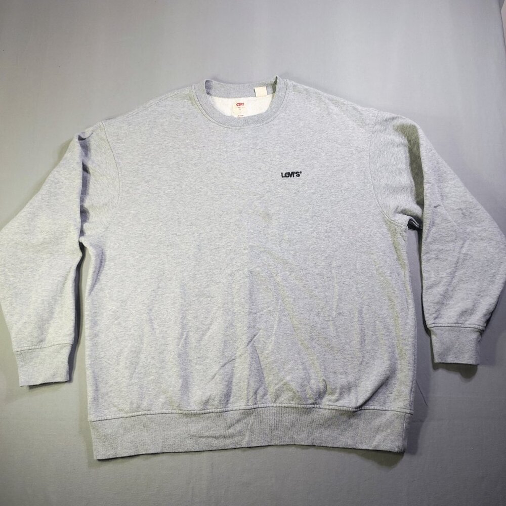 Levi;s fleece sweatshirt crew neck pullover men's size XL relaxed fit grey